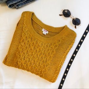 Mossimo Mustard Cable-Knit Sweater